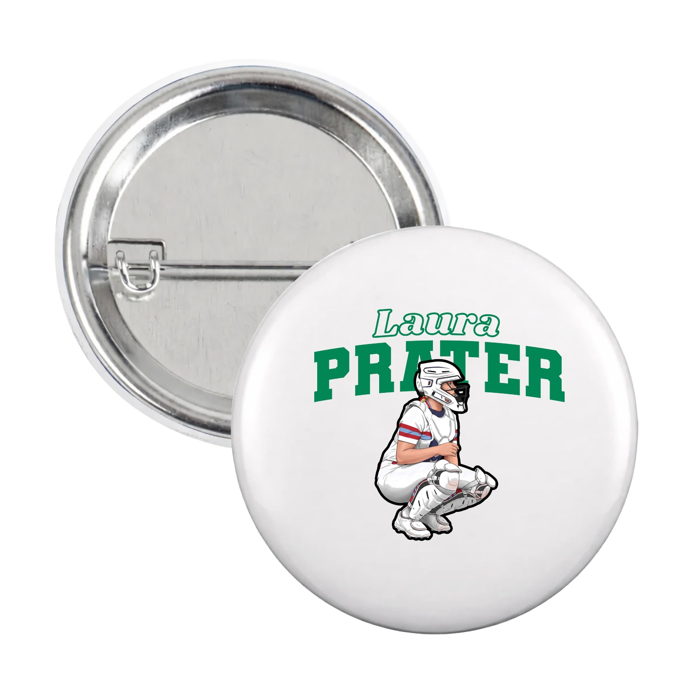 Game Day Button — Name Arch in White