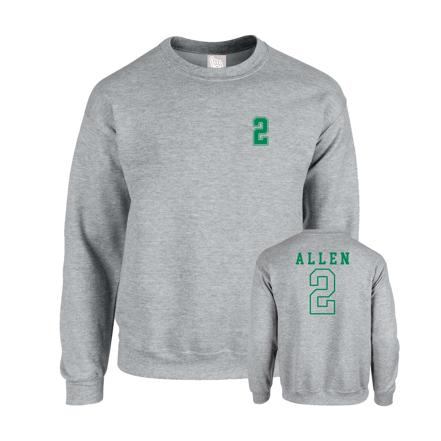 Fleece Crew — Chest Back in Grey