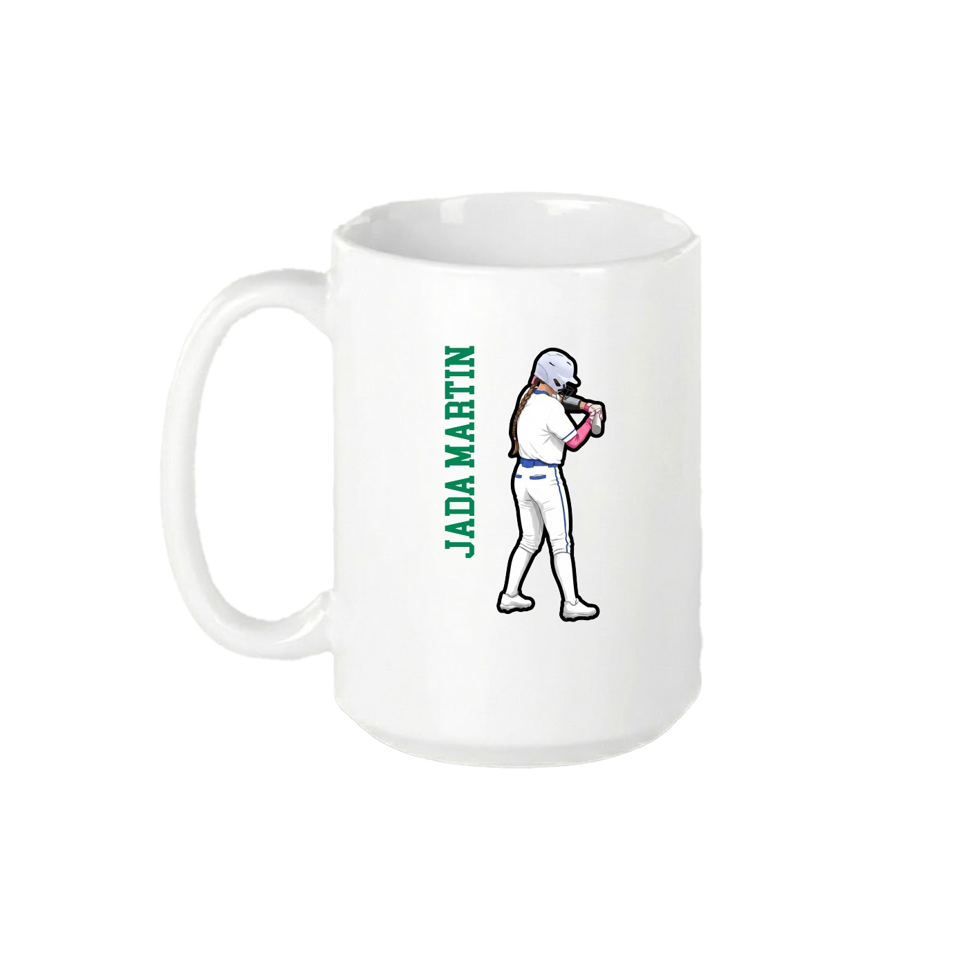 15oz Coffee Mug — Name Vertical in White