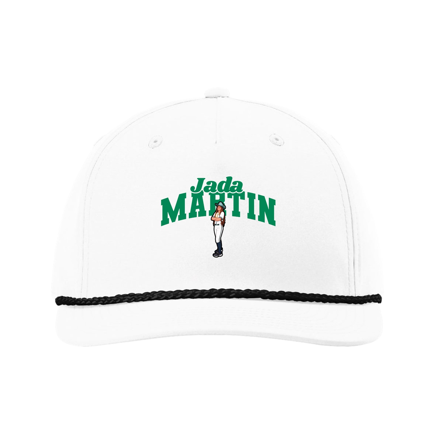 Five-Panel Classic Rope Cap — Signature Arch in White
