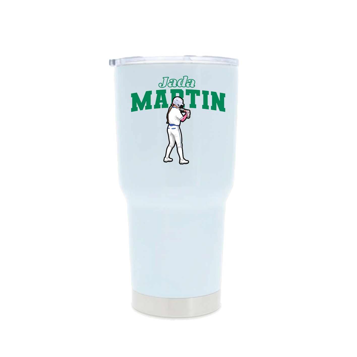 30oz Stainless Steel Tumbler — Name Arch in White