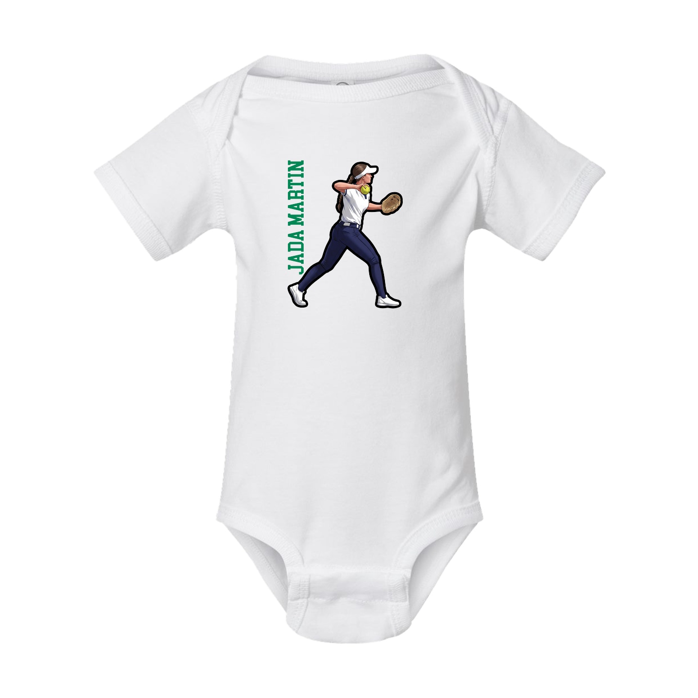 Baby Onesie — Name Vertical in White