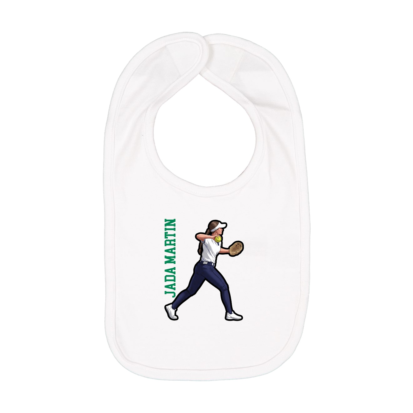 Infant Bib — Name Vertical in White