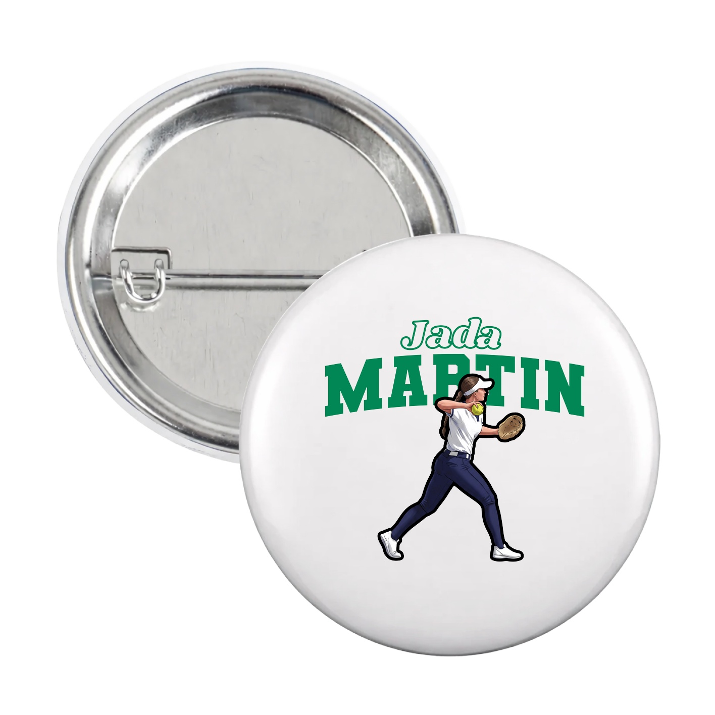 Game Day Button — Name Arch in White