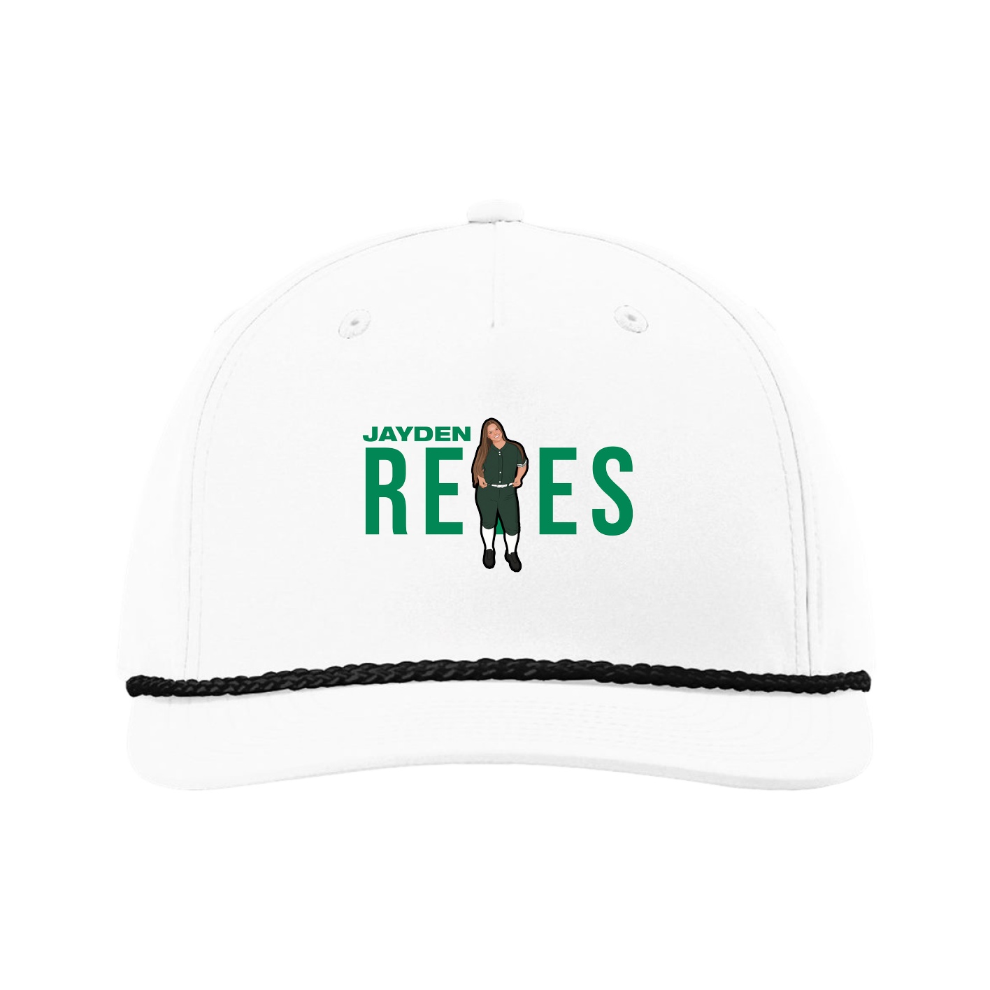 Five-Panel Classic Rope Cap — Player Name in White