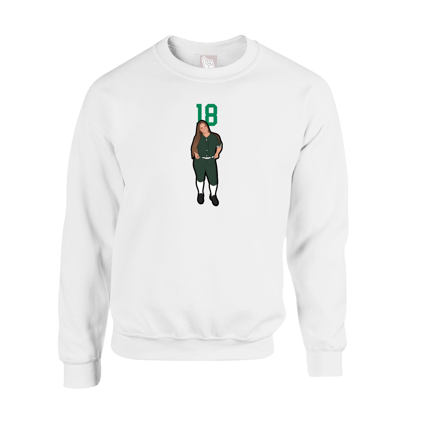 Fleece Crew — Number Top in White
