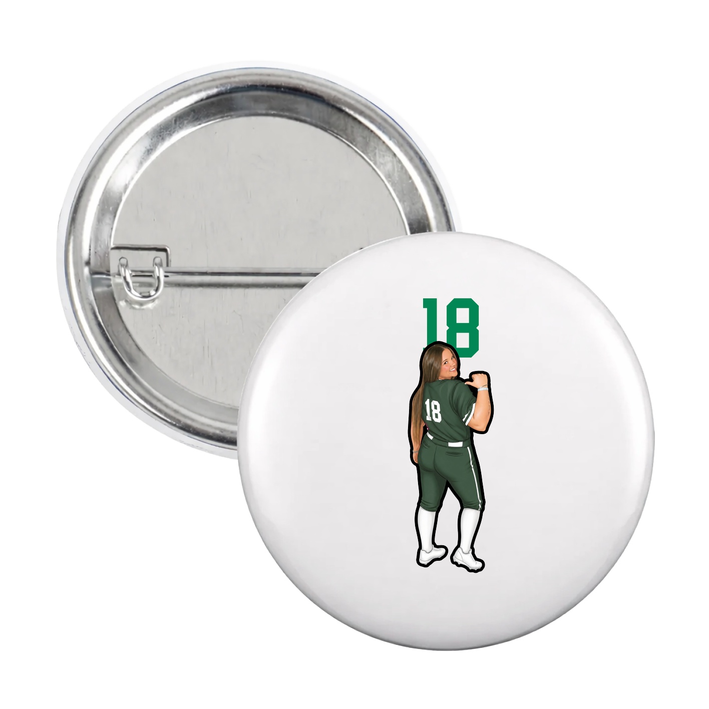 Game Day Button — Number Top in White