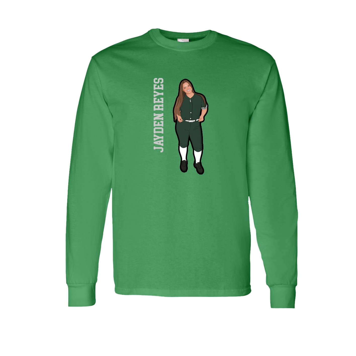 Long Sleeve Tee — Name Vertical in Green