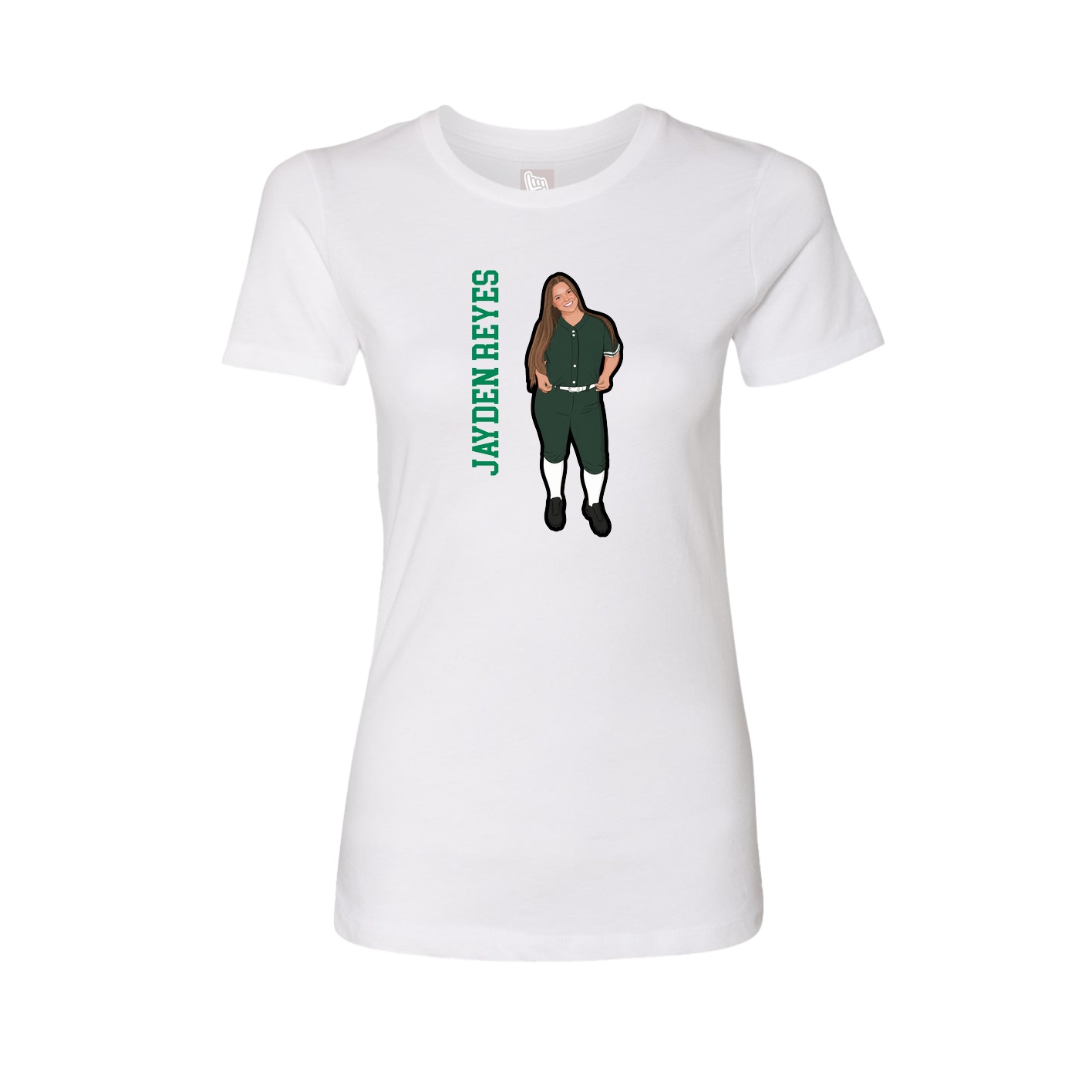 Fitted Women's Tee — Name Vertical in White