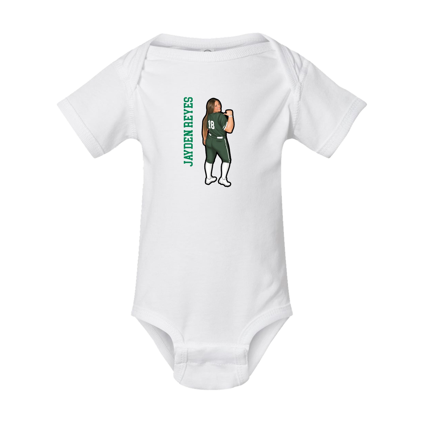 Baby Onesie — Name Vertical in White