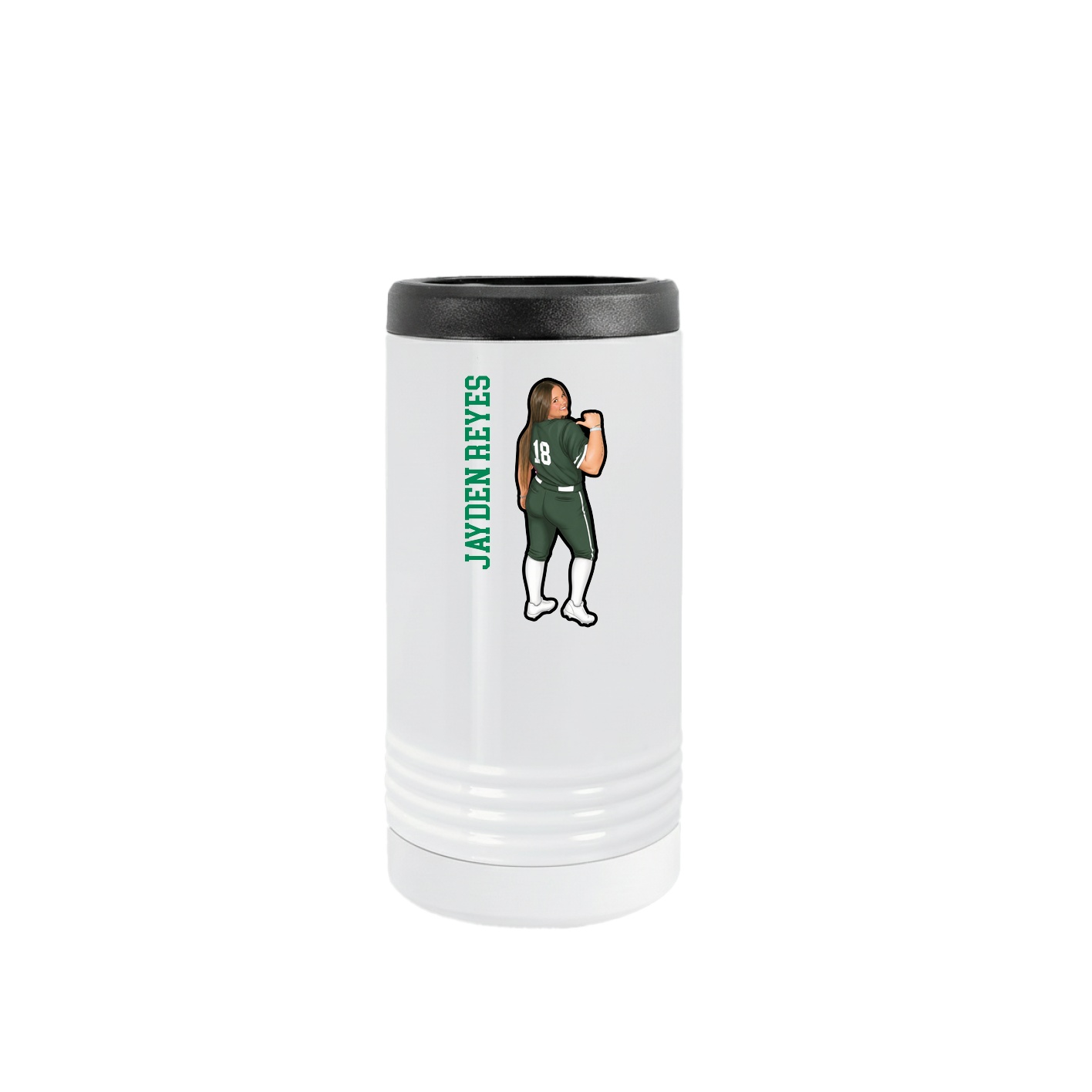 Slim Beverage Holder — Name Vertical in White