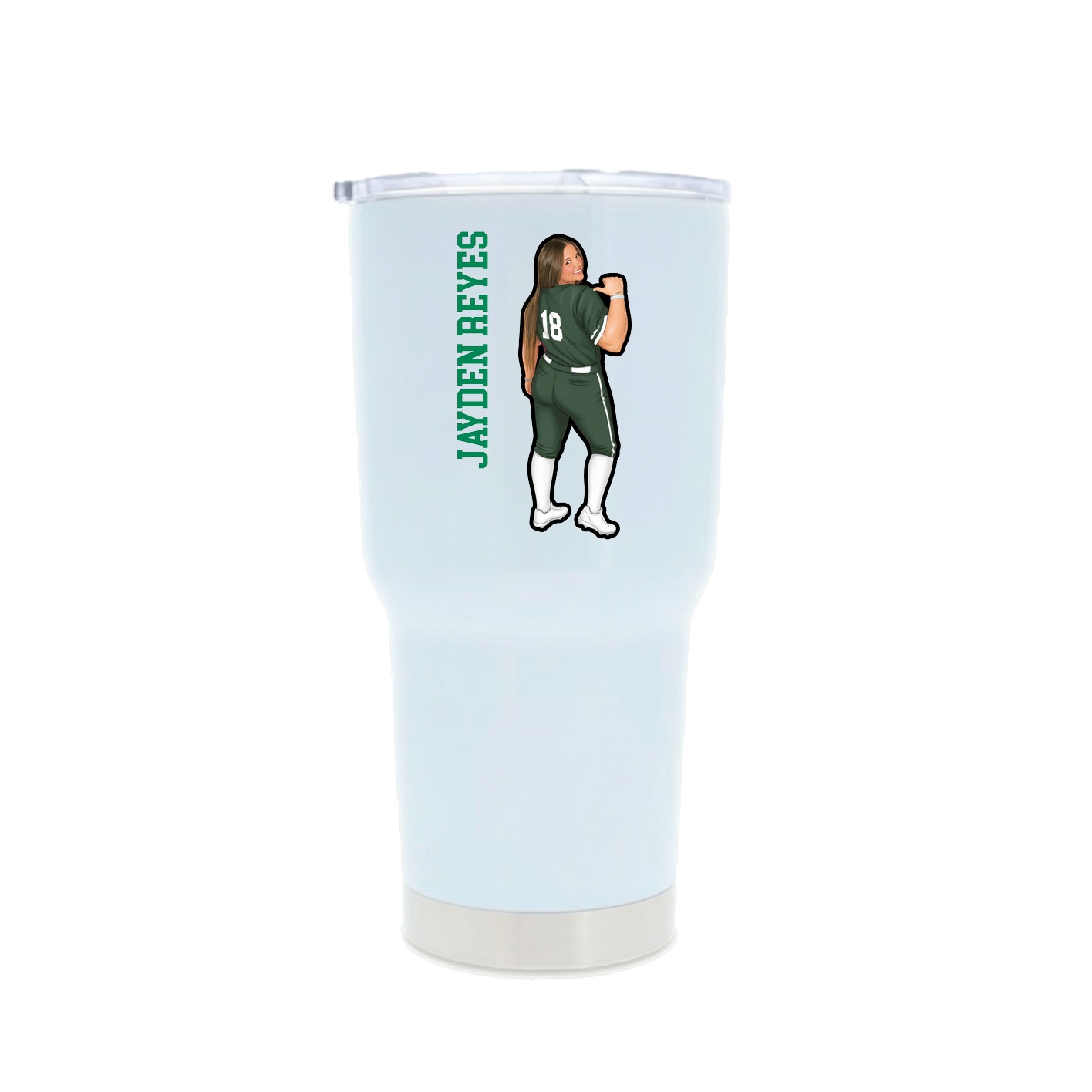 30oz Stainless Steel Tumbler — Name Vertical in White