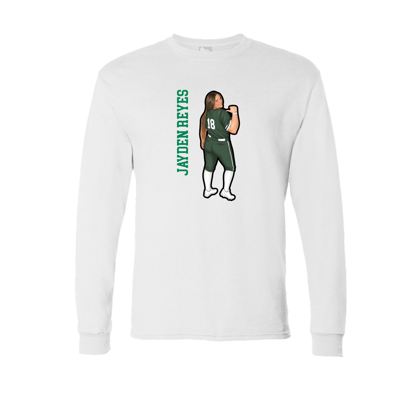Long Sleeve Tee — Name Vertical in White