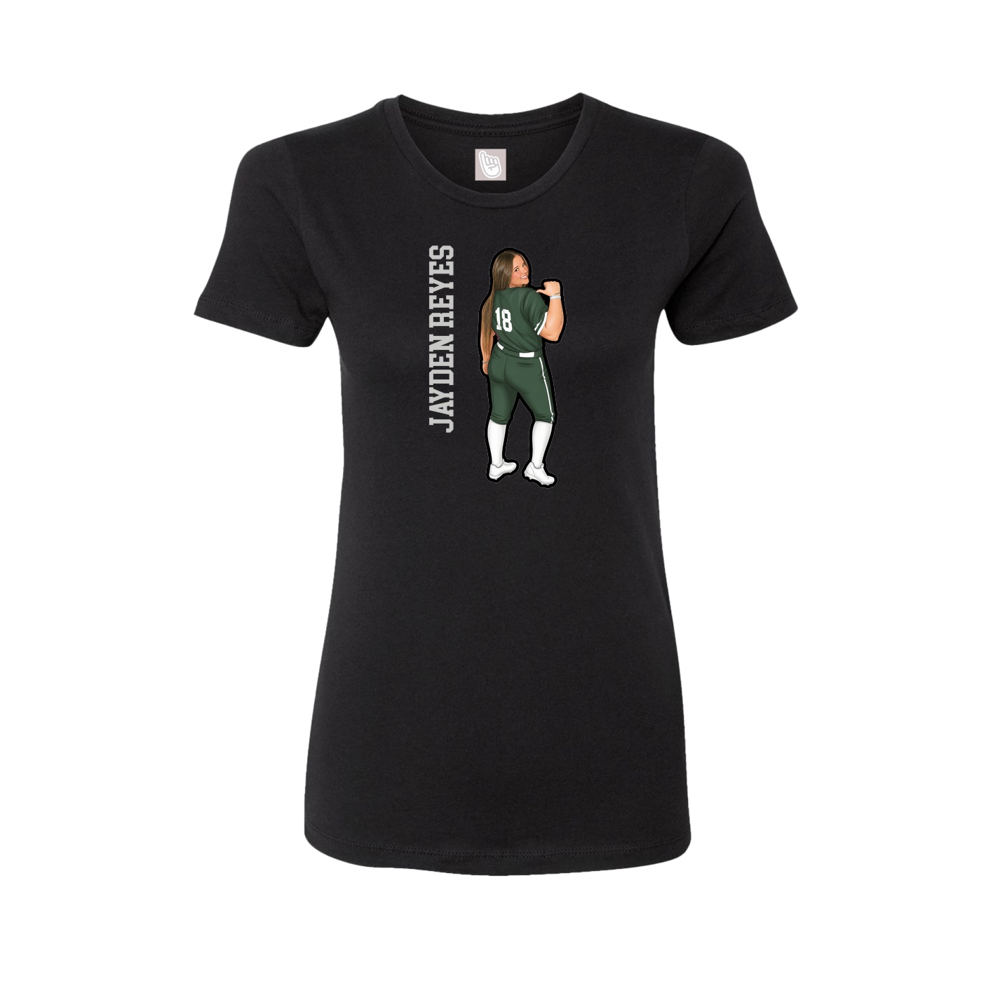 Fitted Women's Tee — Name Vertical in Black