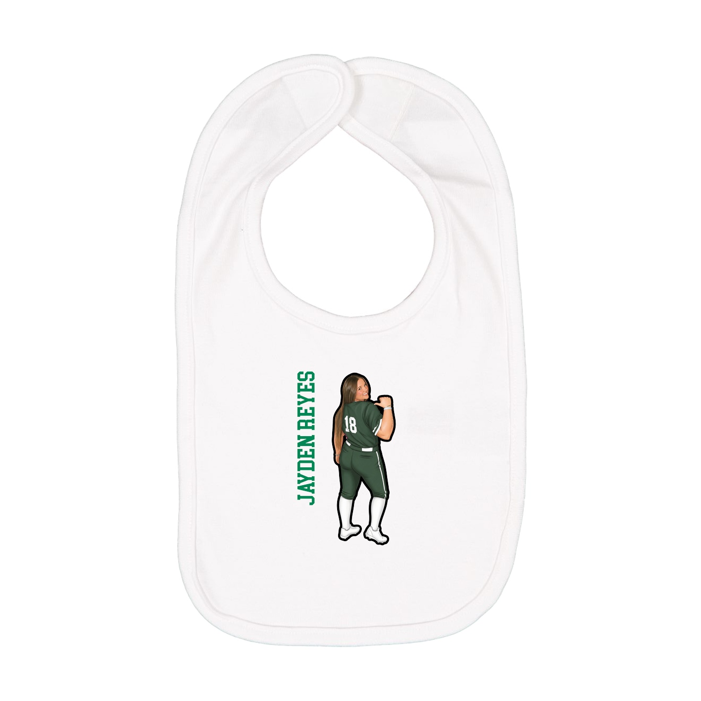 Infant Bib — Name Vertical in White
