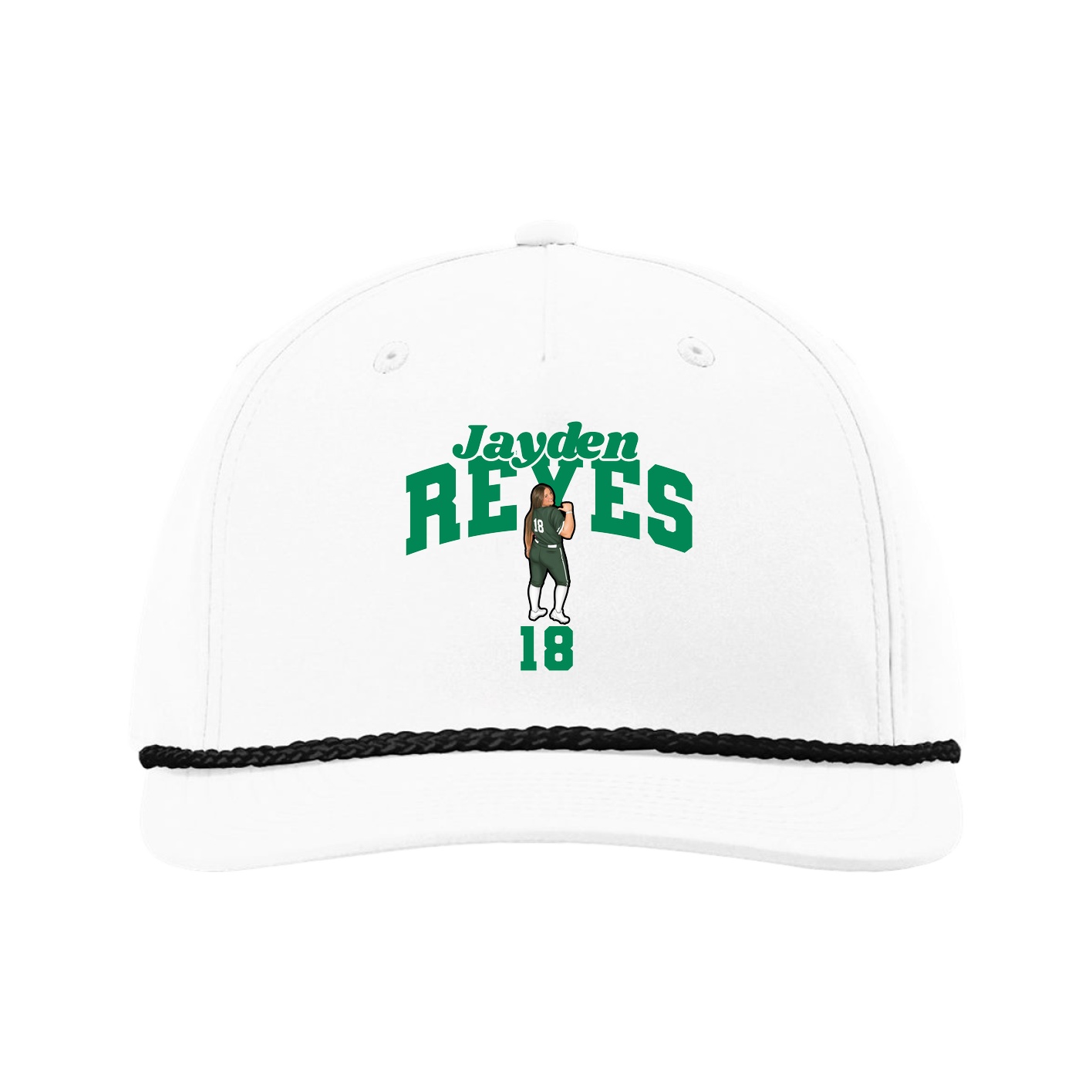 Five-Panel Classic Rope Cap — Signature Arch in White