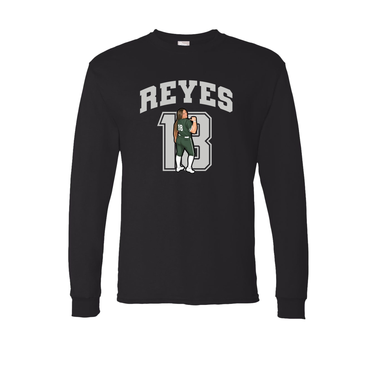 Long Sleeve Tee — Number in Black