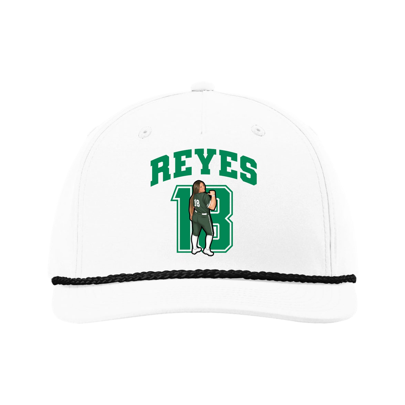 Five-Panel Classic Rope Cap — Number in White