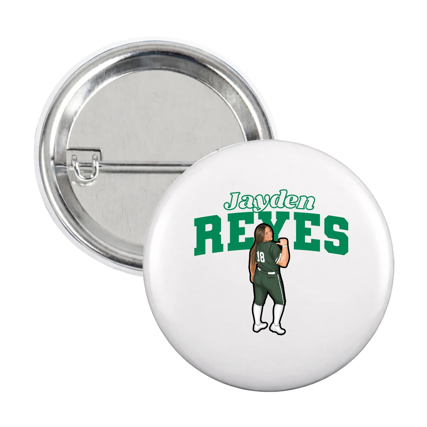 Game Day Button — Name Arch in White