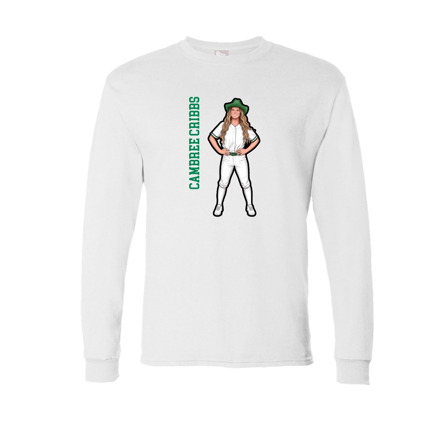 Long Sleeve Tee — Name Vertical in White