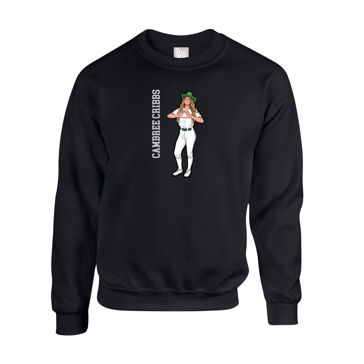 Fleece Crew — Name Vertical in Black