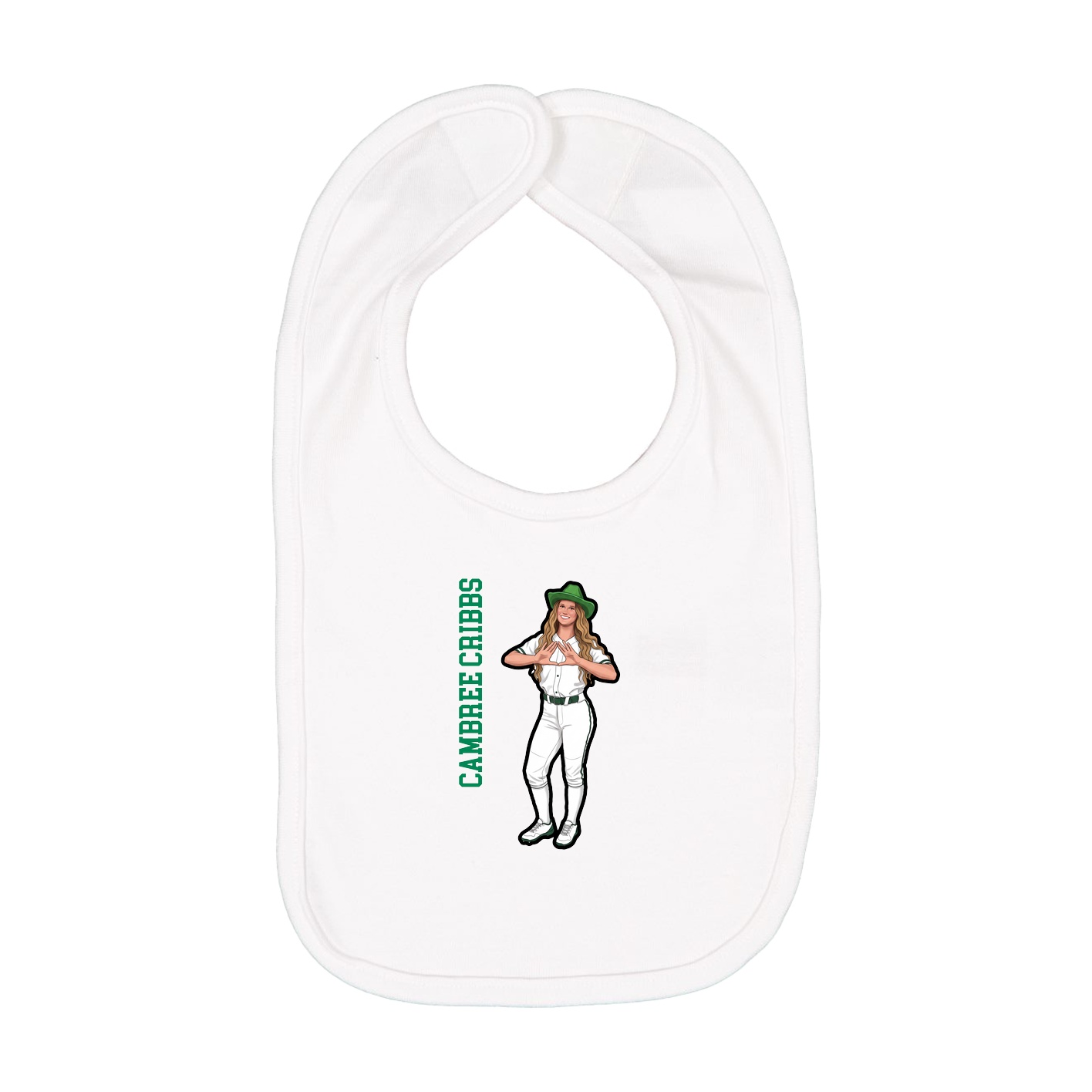 Infant Bib — Name Vertical in White