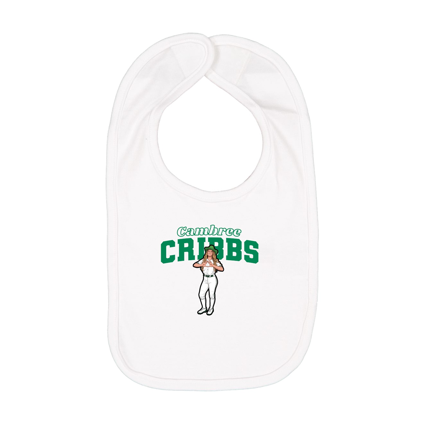 Infant Bib — Name Arch in White