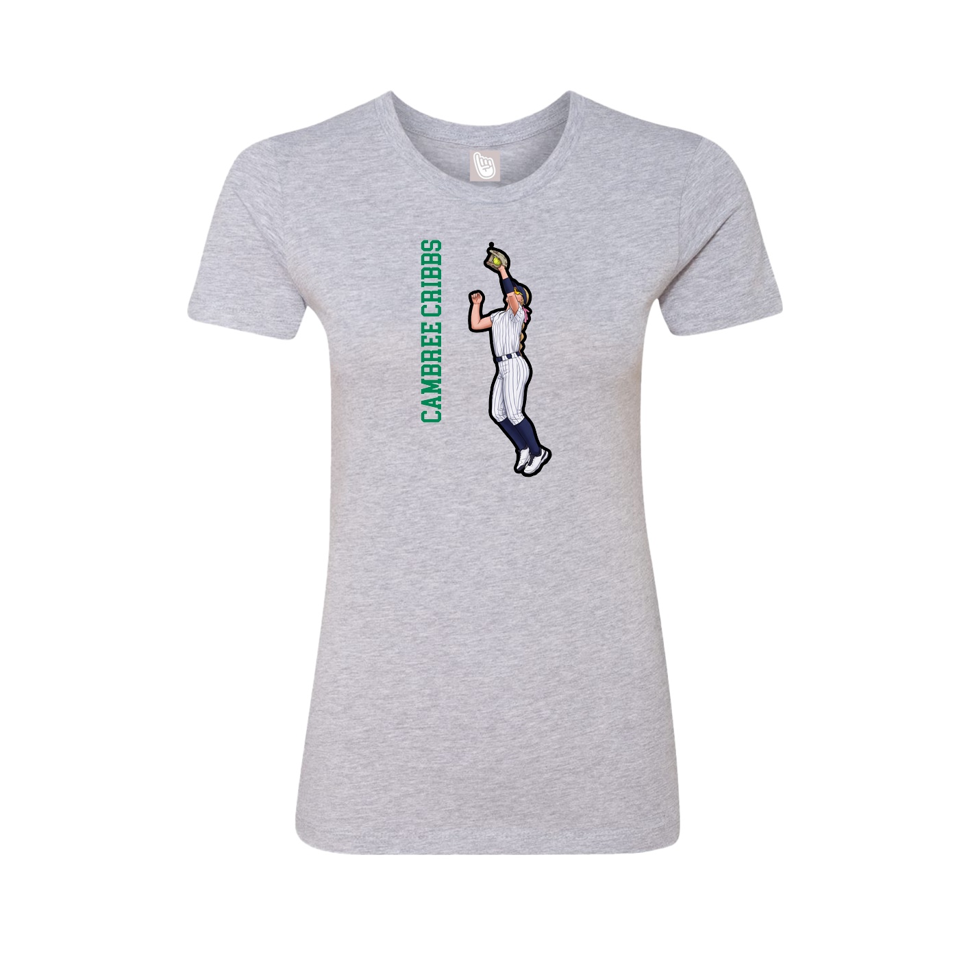 Fitted Women's Tee — Name Vertical in Grey