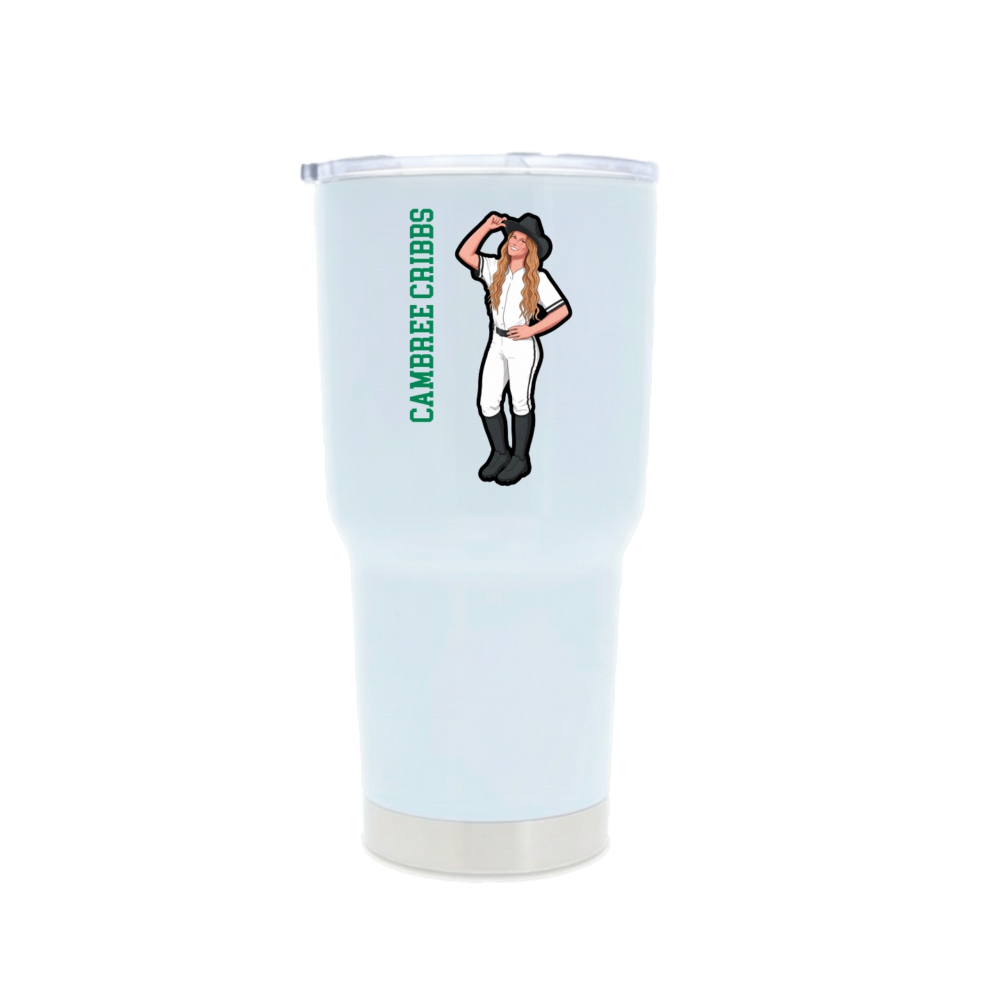 30oz Stainless Steel Tumbler — Name Vertical in White