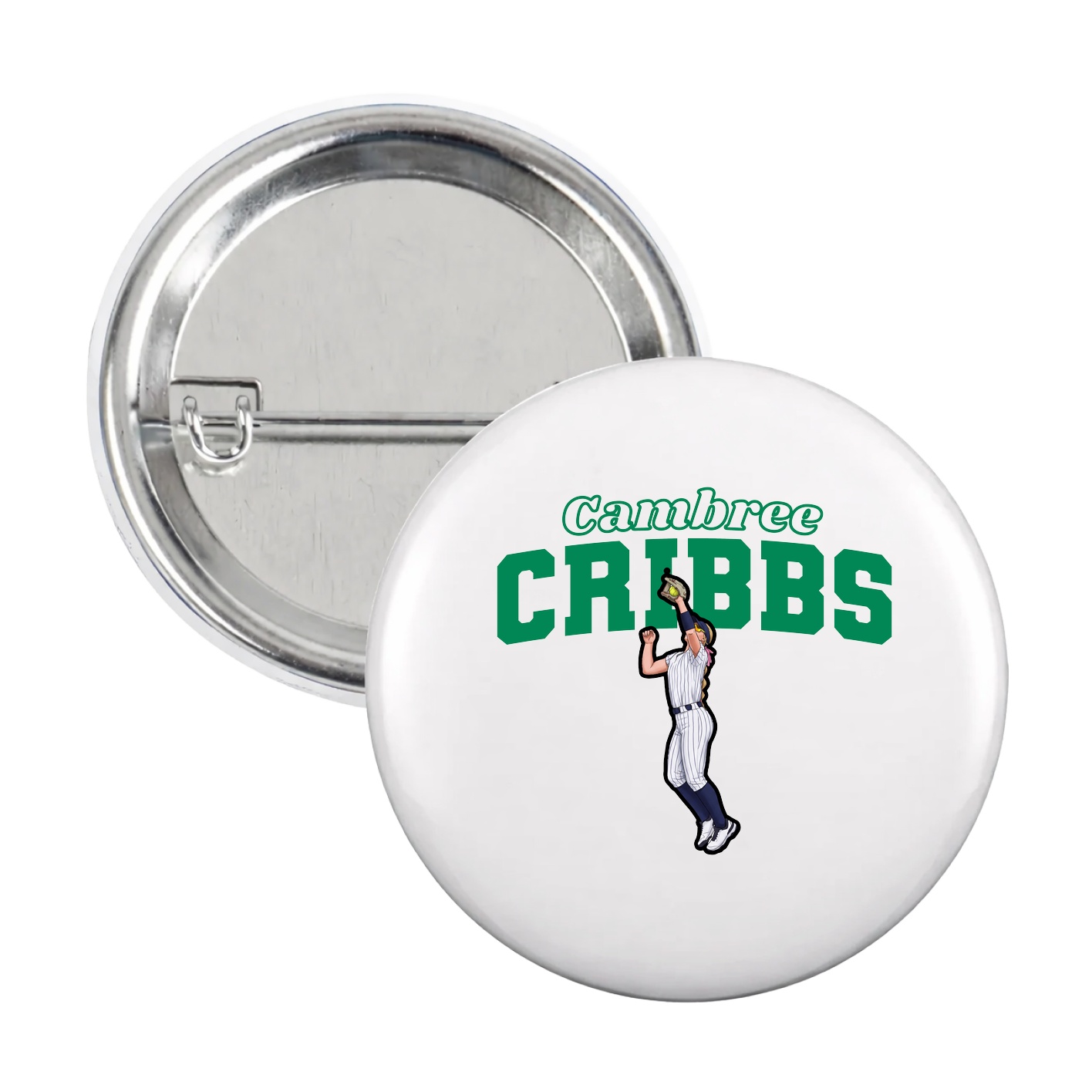 Game Day Button — Name Arch in White