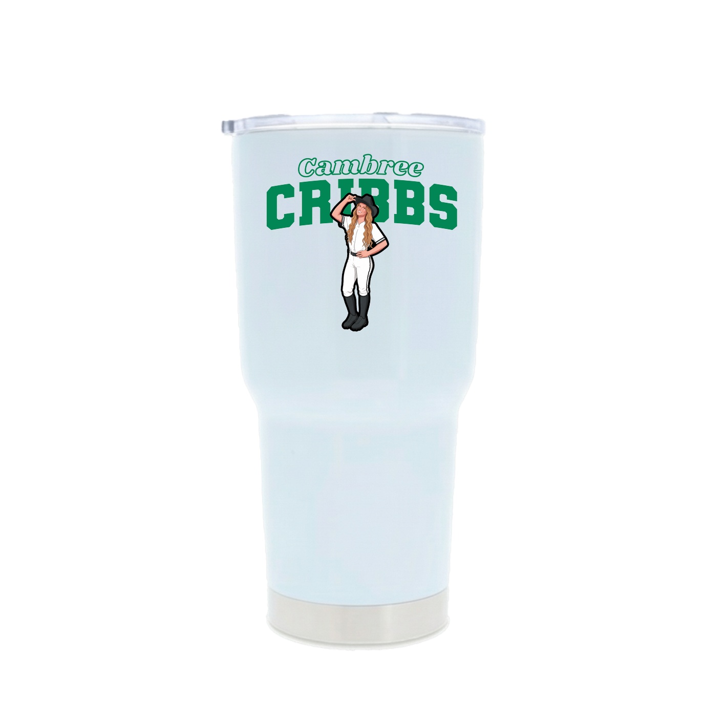 30oz Stainless Steel Tumbler — Name Arch in White