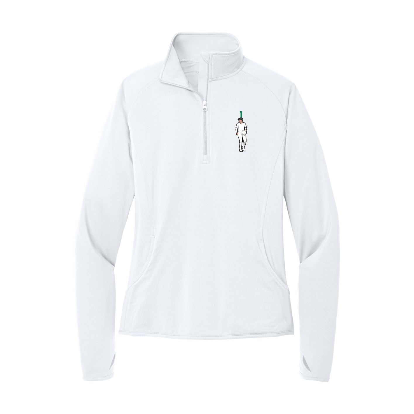 Women's Q-Zip Pullover — Number Top in White