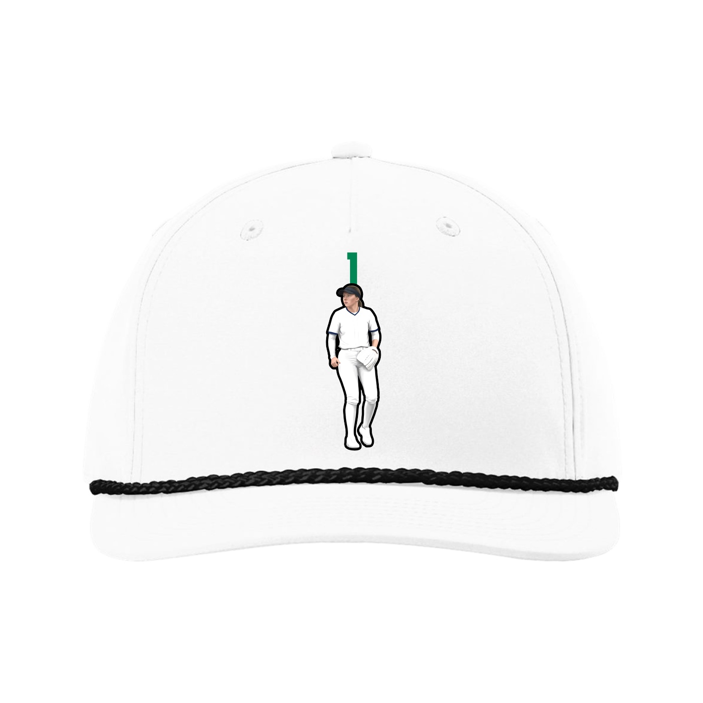 Five-Panel Classic Rope Cap — Number Top in White