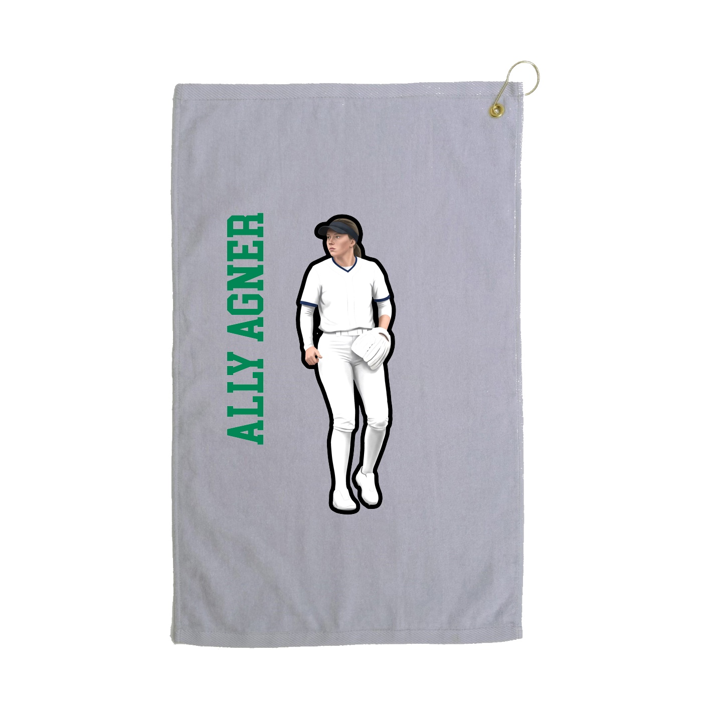 Golf Towel — Name Vertical in Grey