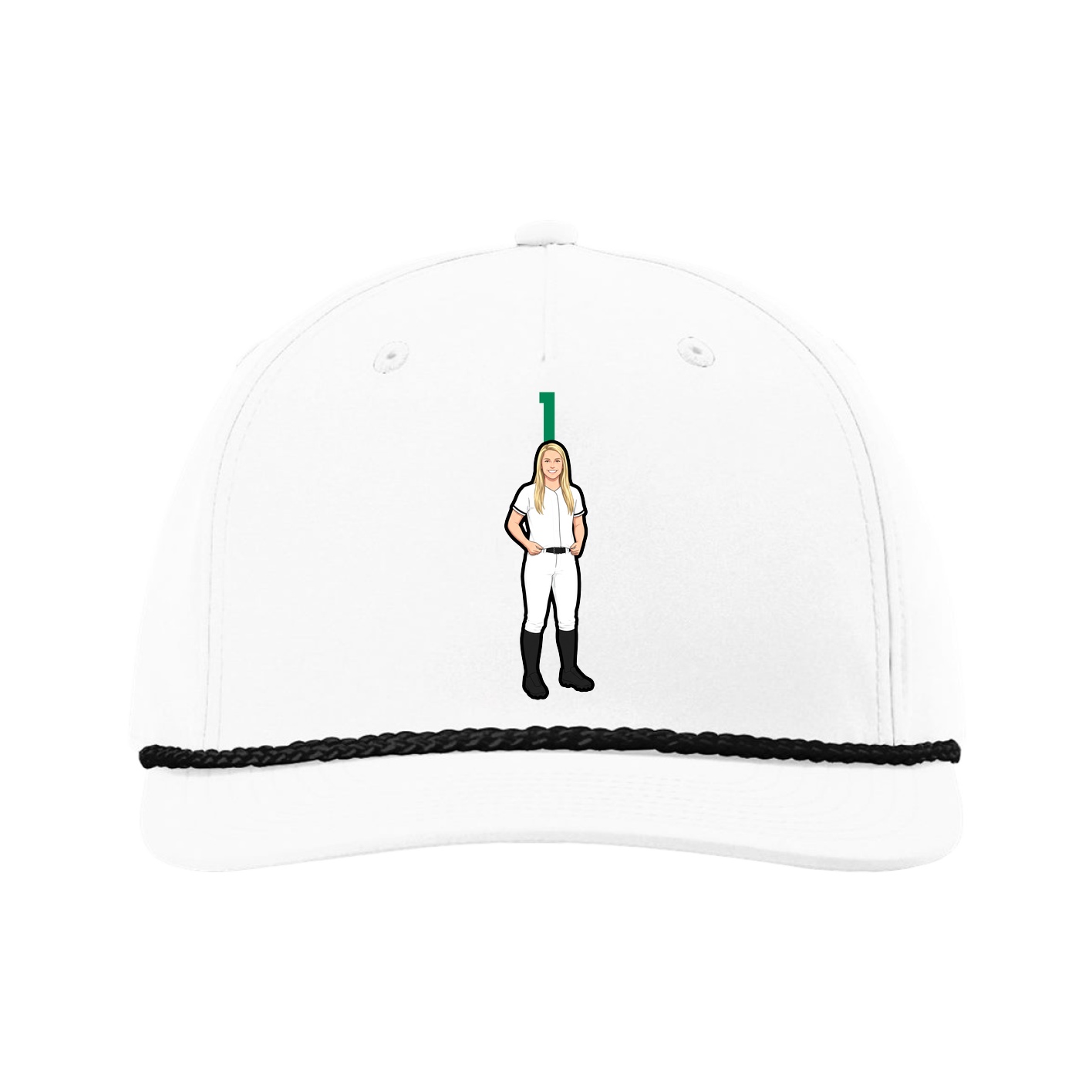 Five-Panel Classic Rope Cap — Number Top in White