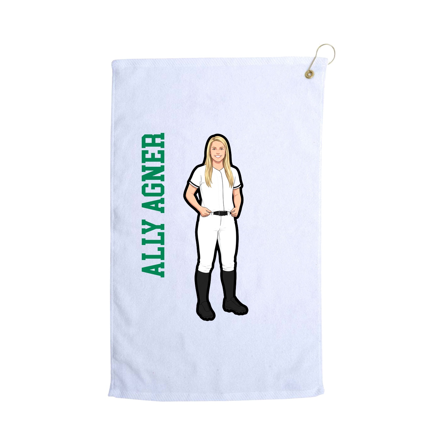 Golf Towel — Name Vertical in White