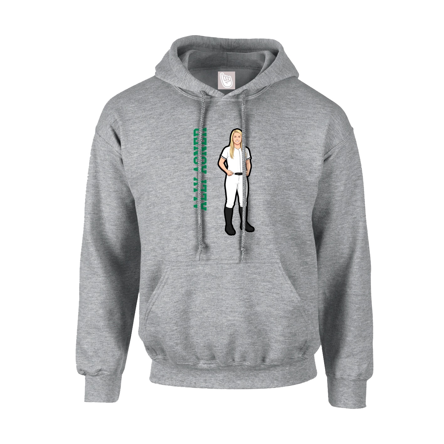 Youth Hoodie — Name Vertical in Grey
