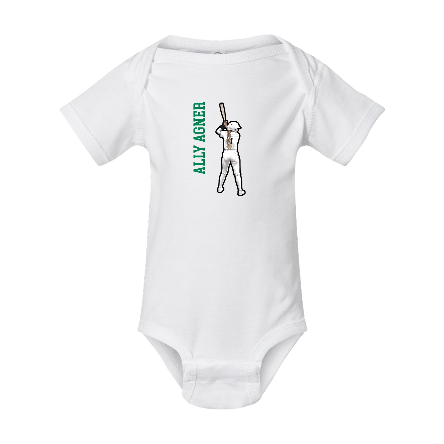 Baby Onesie — Name Vertical in White