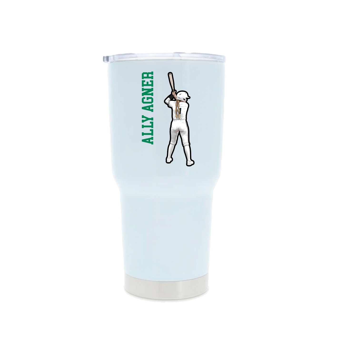 30oz Stainless Steel Tumbler — Name Vertical in White