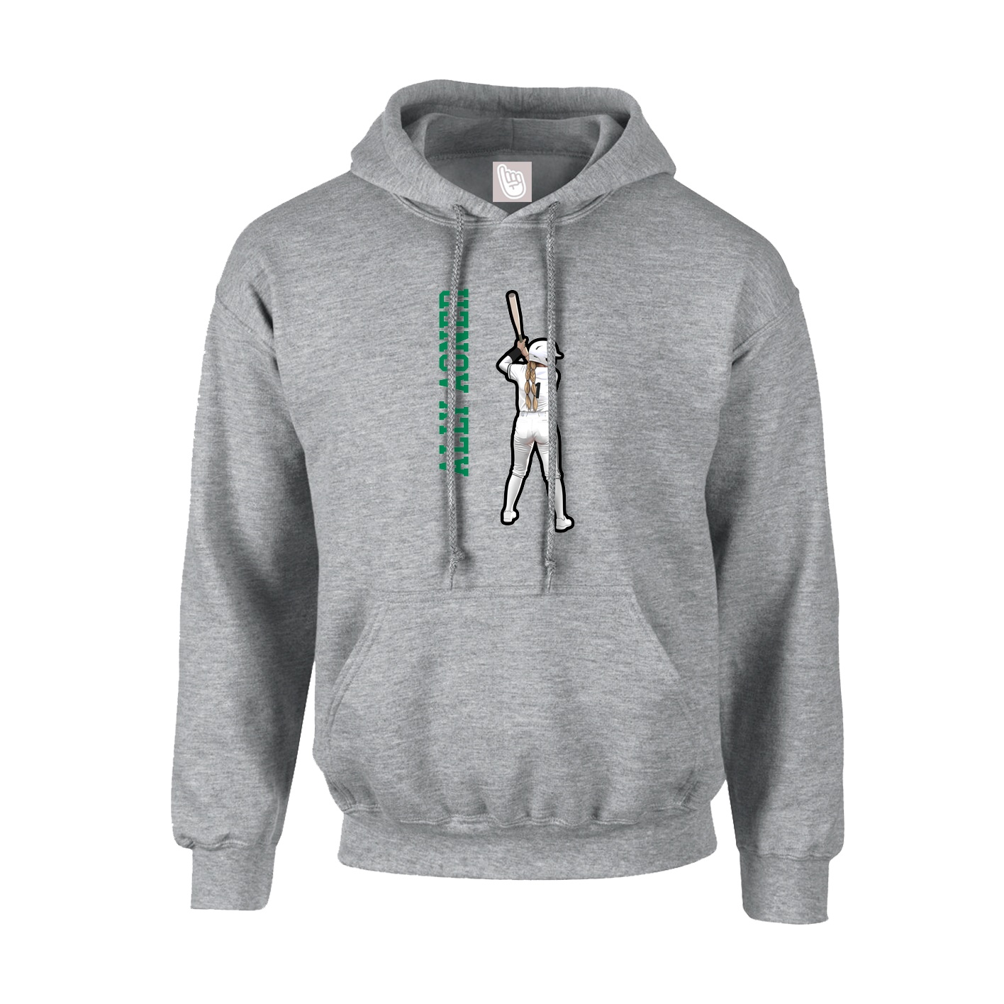 Hoodie — Name Vertical in Grey