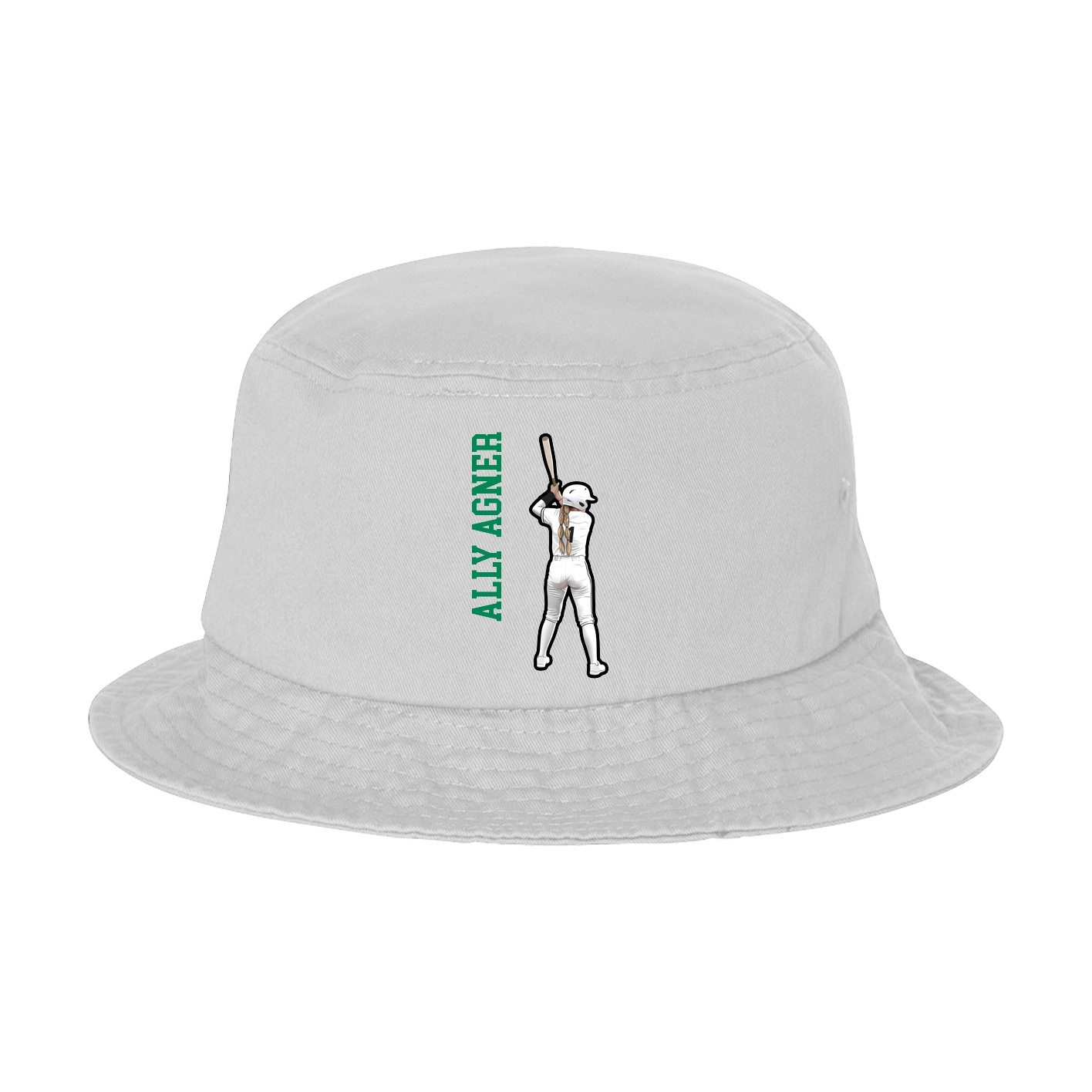 Bucket Cap — Name Vertical in White