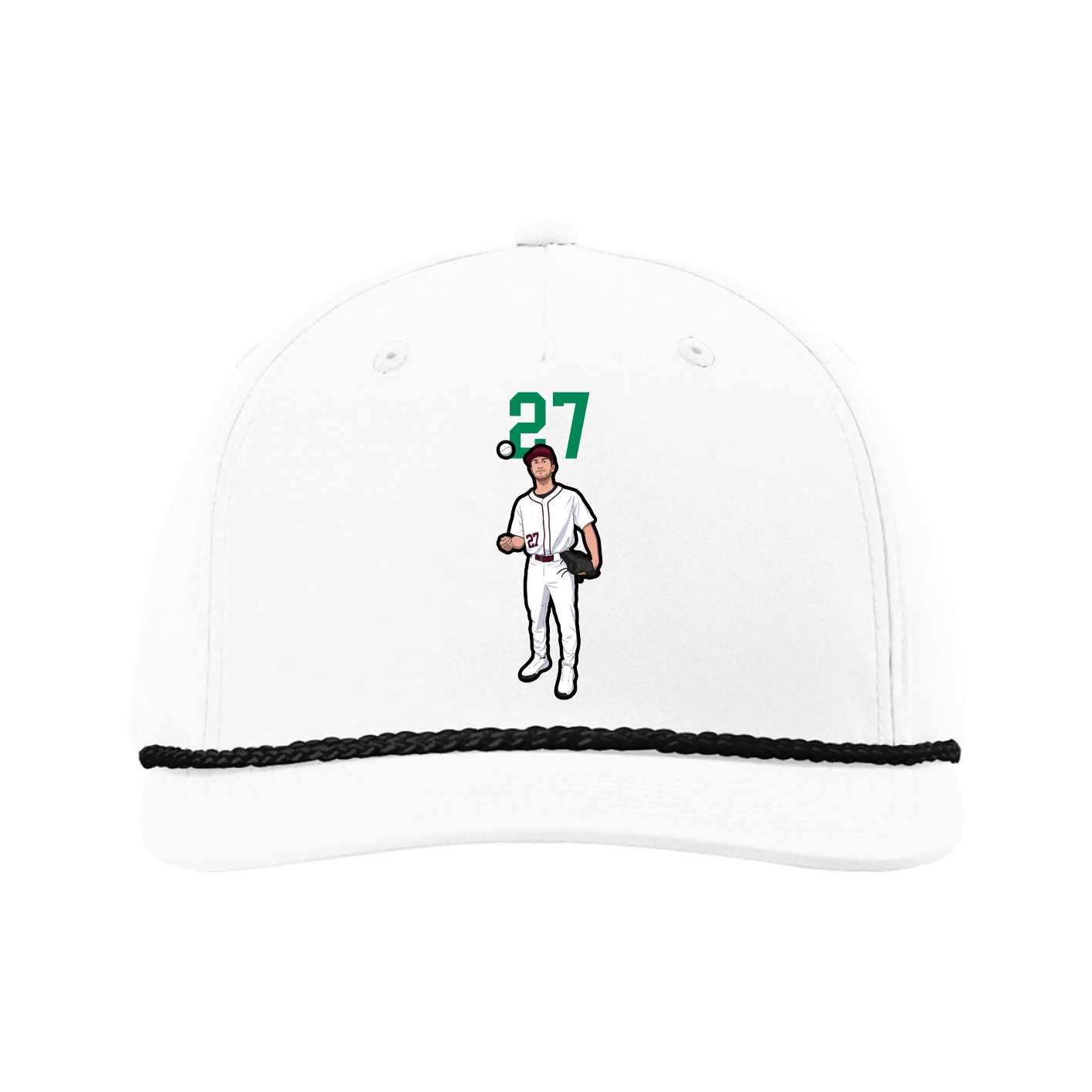 Five-Panel Classic Rope Cap — Number Top in White