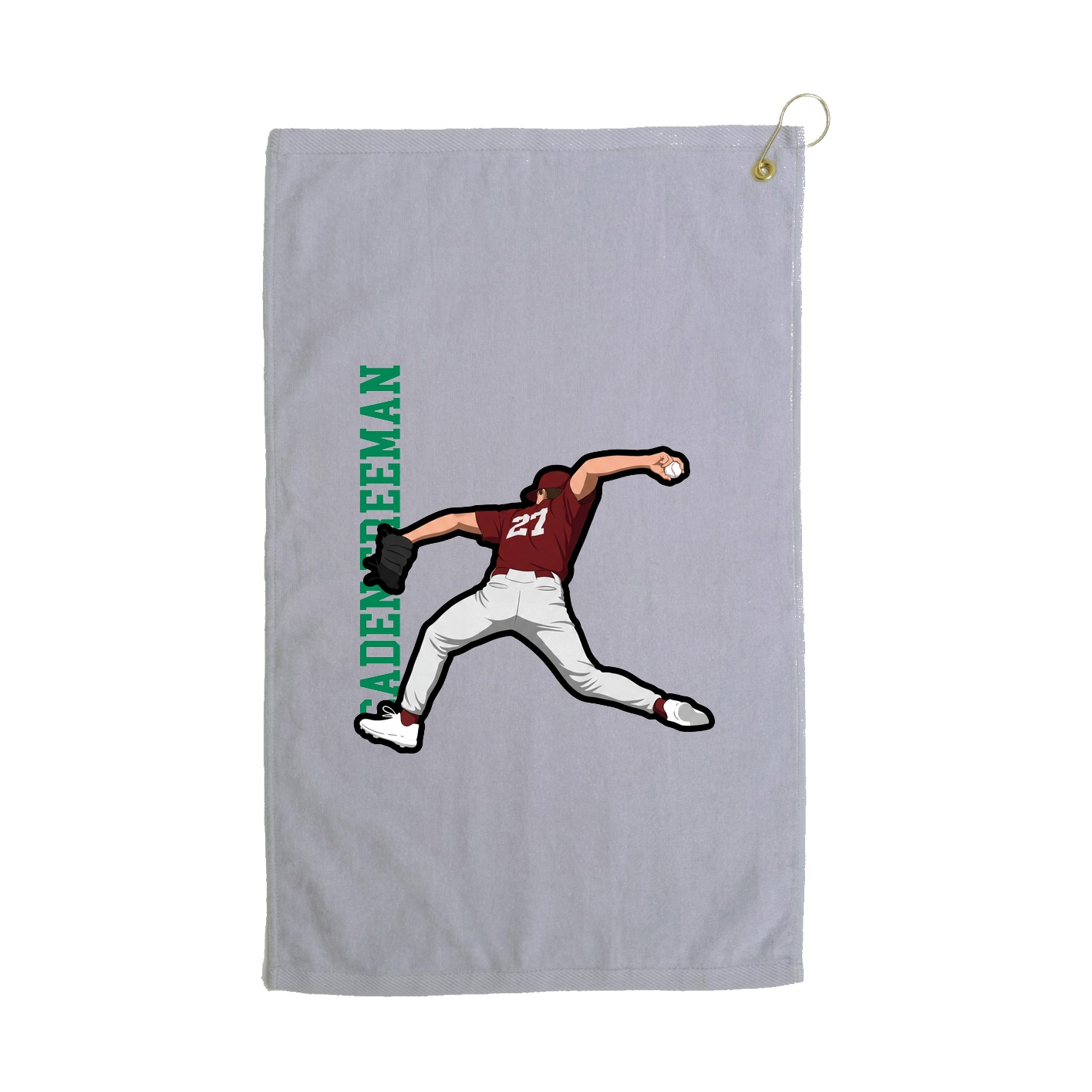 Golf Towel — Name Vertical in Grey