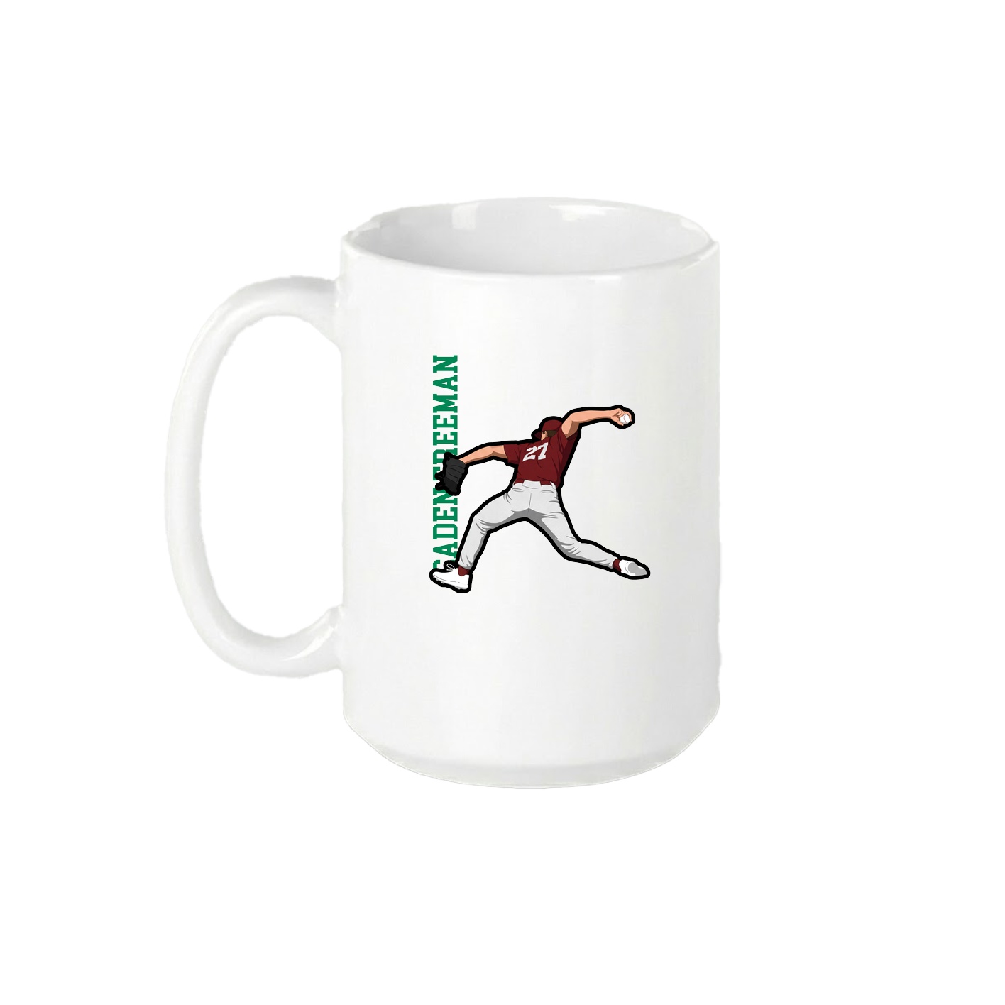 15oz Coffee Mug — Name Vertical in White