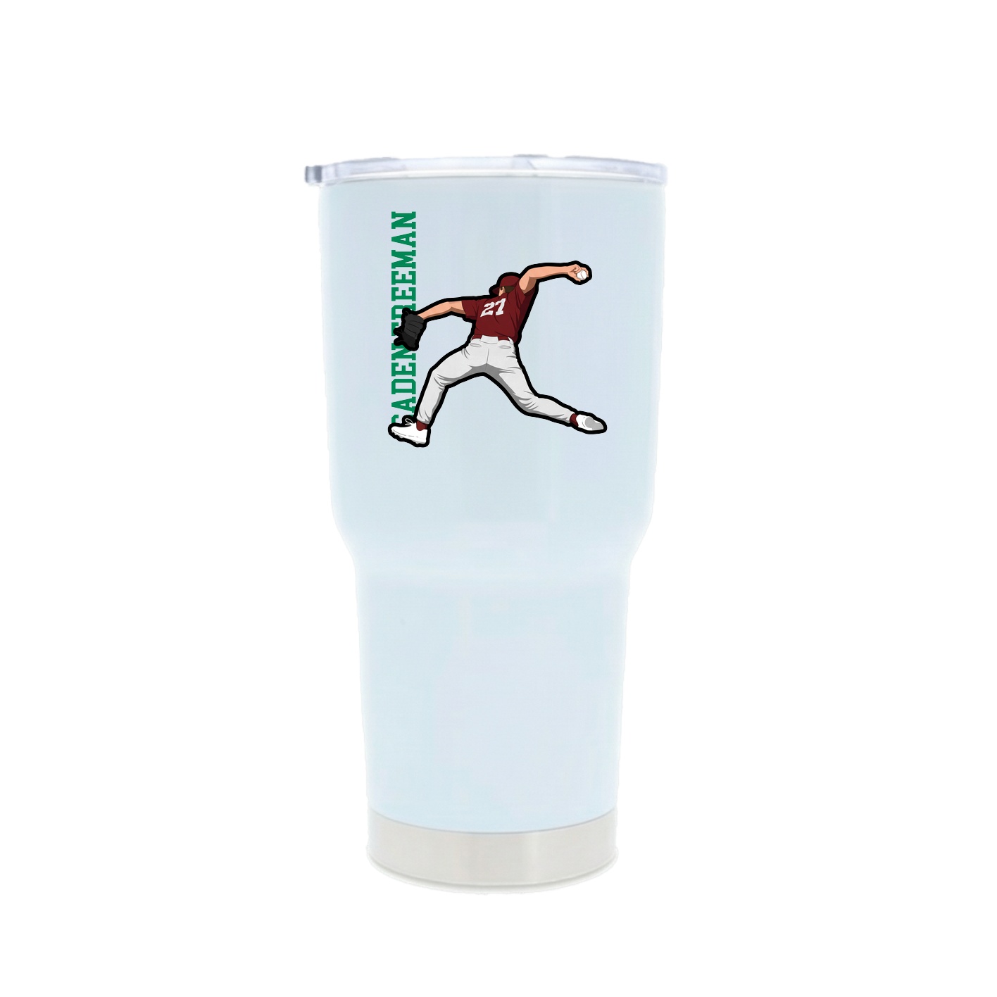 30oz Stainless Steel Tumbler — Name Vertical in White