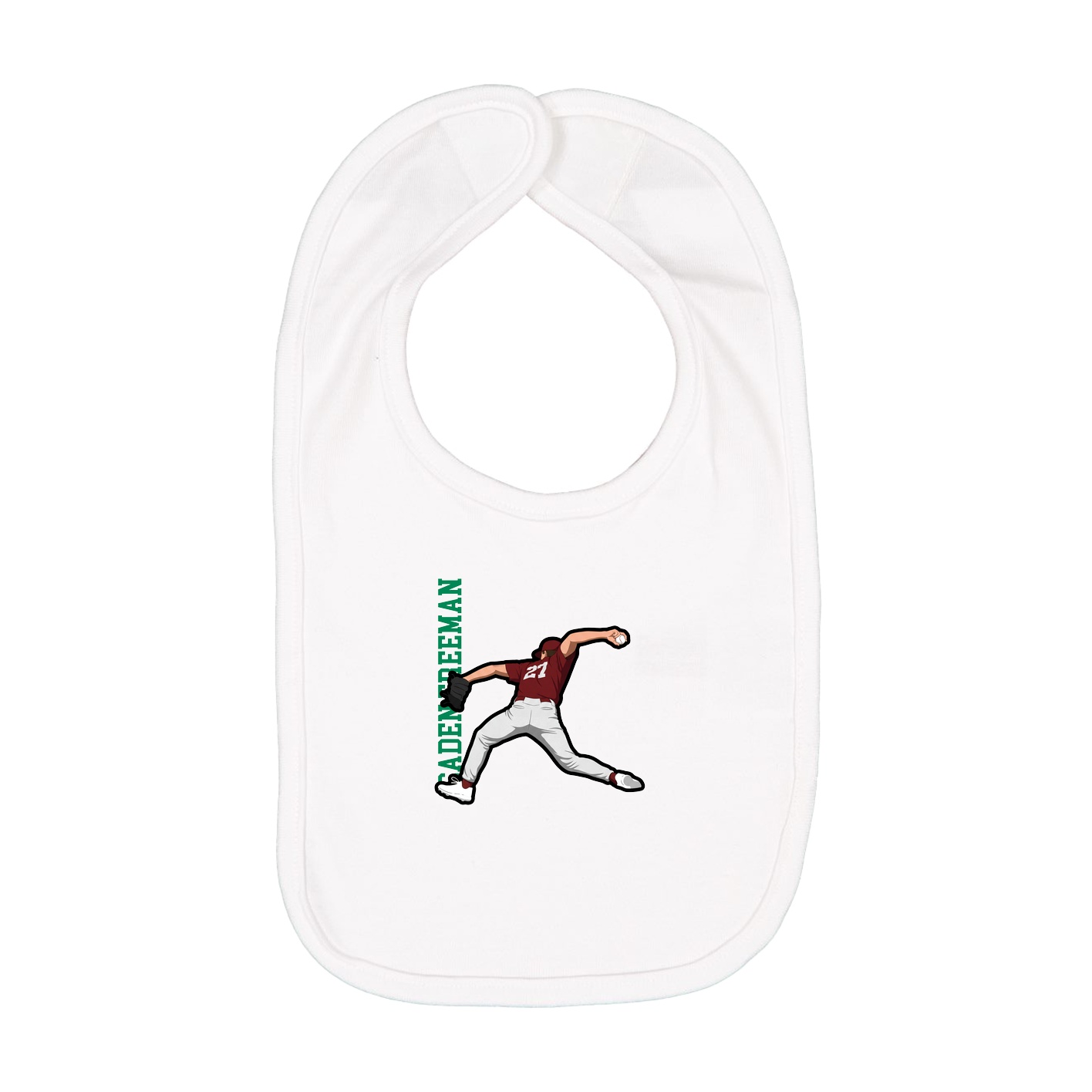 Infant Bib — Name Vertical in White