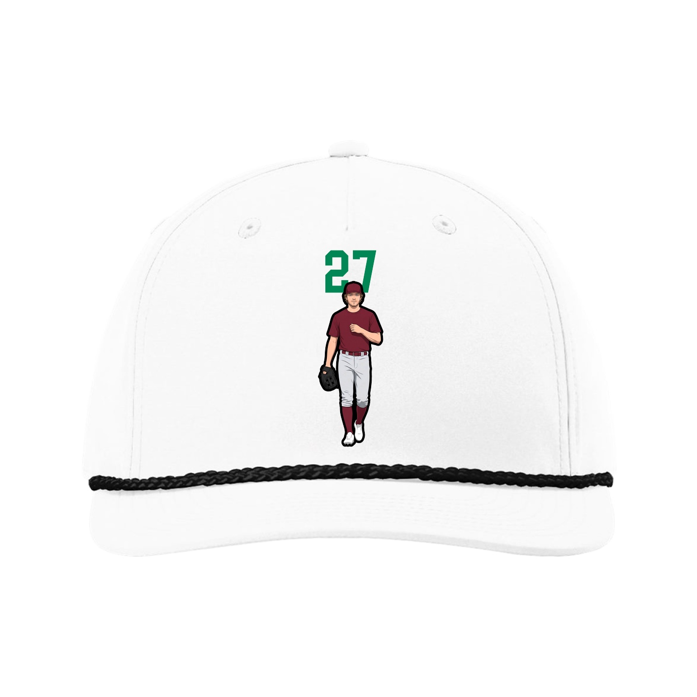 Five-Panel Classic Rope Cap — Number Top in White