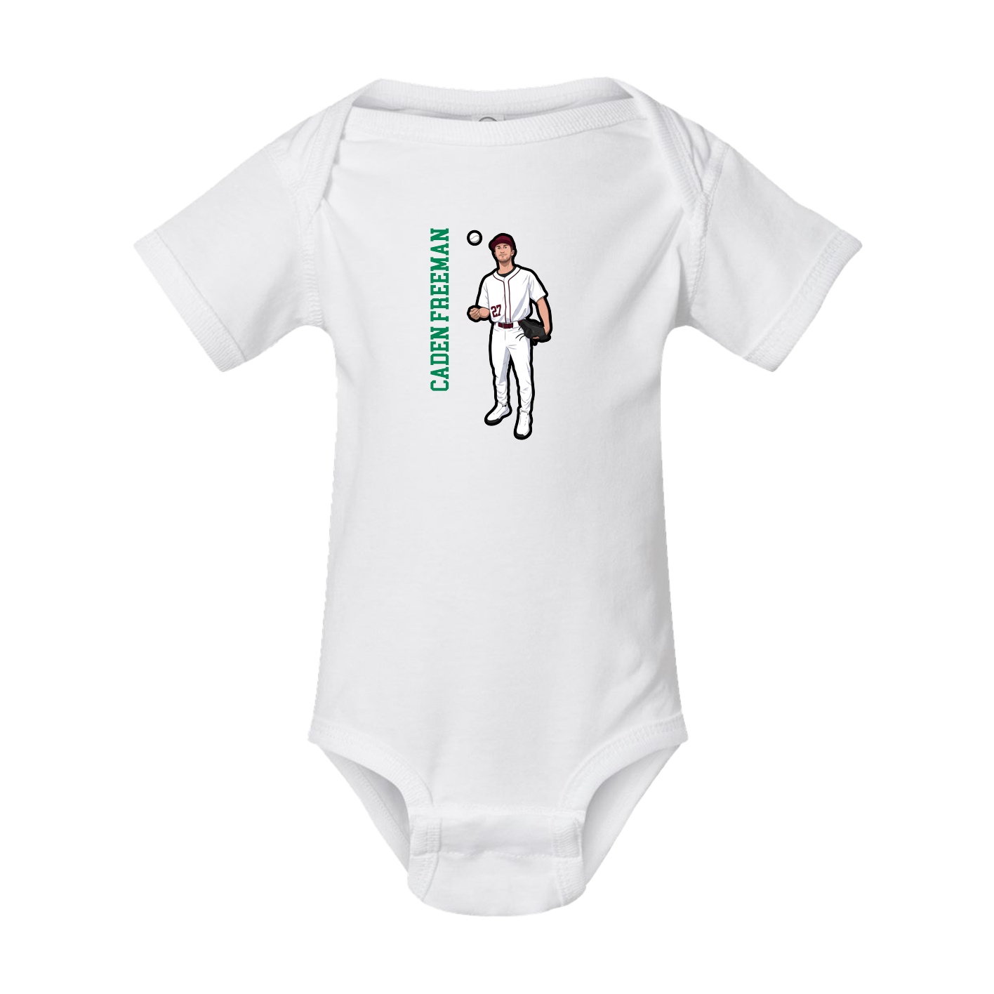 Baby Onesie — Name Vertical in White