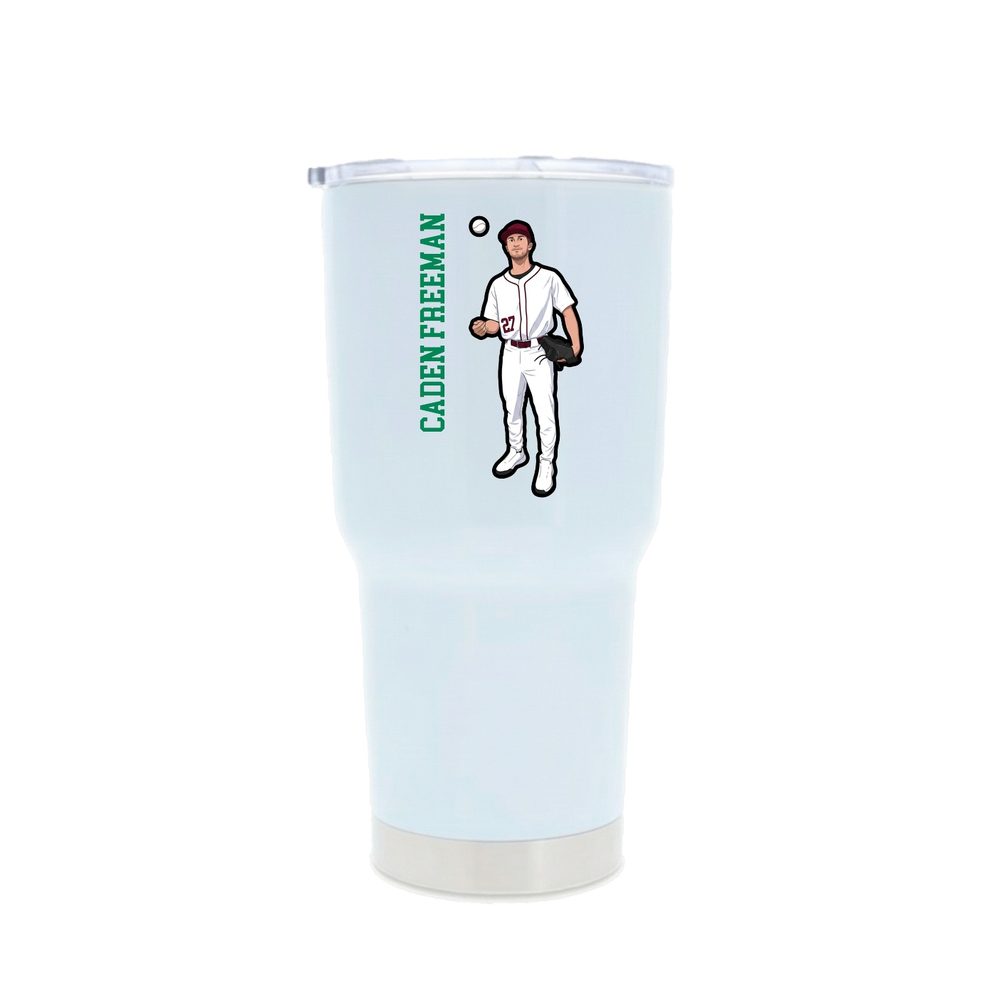 30oz Stainless Steel Tumbler — Name Vertical in White