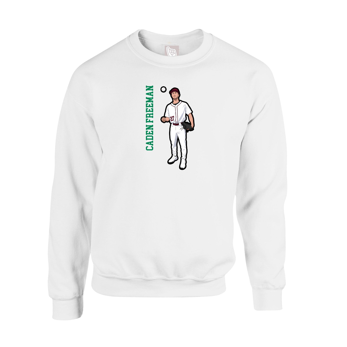 Fleece Crew — Name Vertical in White